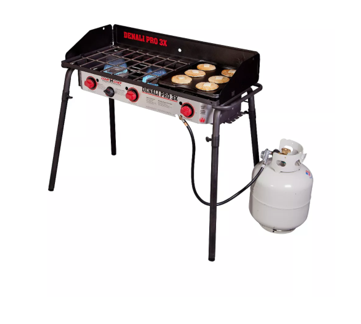 Camp Chef Denali Pro 3X 3 Burner 90 000 BTU Portable Stove with Reversible Griddle