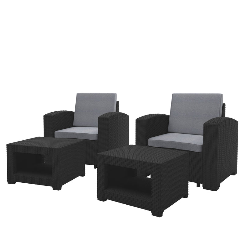 CorLiving Outdoor Chair and Ottoman Set - Black